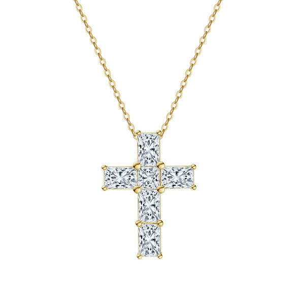 Wholesale Women's Geometric Moissanite And S925 Silver Necklace Pendant Set With Electroplating