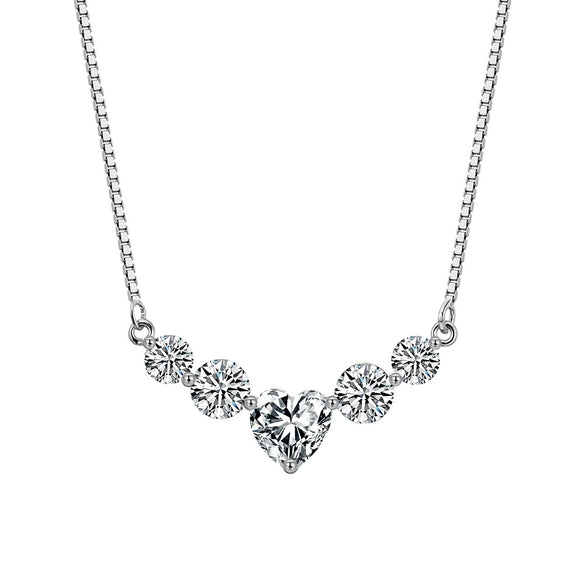 Wholesale Women's Geometric Moissanite And S925 Silver Necklace Pendant Set With Electroplating