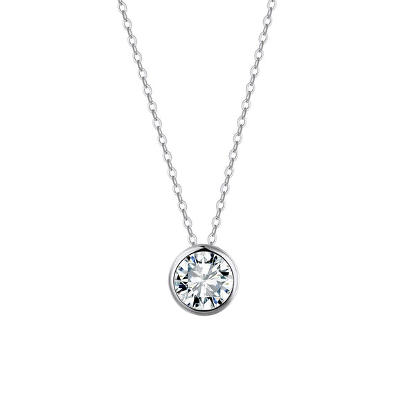 Wholesale Women's Geometric Moissanite And S925 Silver Necklace Pendant Set With Electroplating