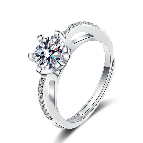 Wholesale Women's Geometric Moissanite Ring S925 Sterling Silver Electroplated Sixclaw Open