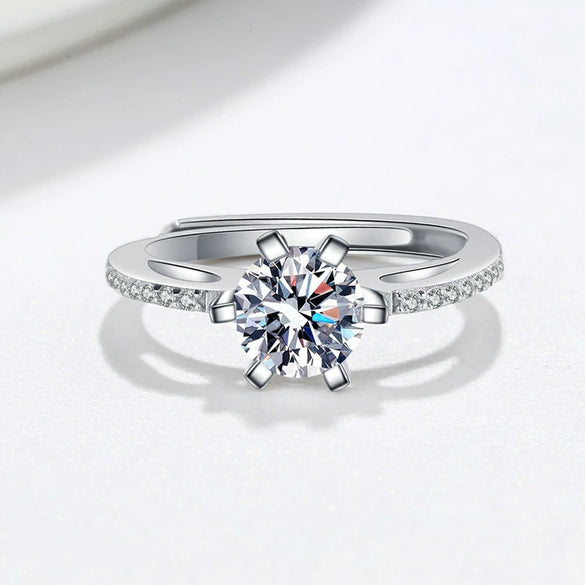 Wholesale Women's Geometric Moissanite Ring S925 Sterling Silver Electroplated Sixclaw Open