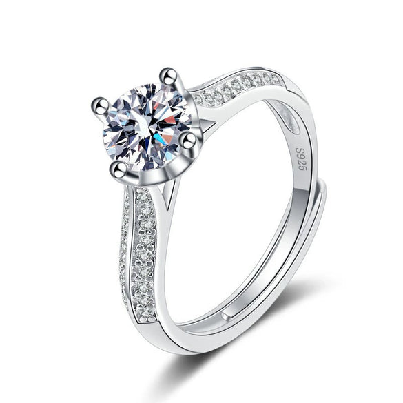 Wholesale Women's Geometric Moissanite Ring S925 Sterling Silver Electroplated