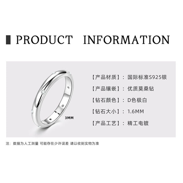 Wholesale Women's Geometric Moissanite S925 Sterling Silver Joker Ring Set With Diamonds