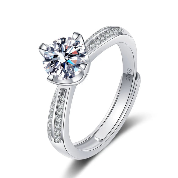 Wholesale Women's Geometric Moissanite S925 Sterling Silver Ring With Electroplating