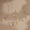 Wholesale Women's Geometric Moissanite Silver Microinlaid Fourleaf Clover Necklace With Oshaped Chain