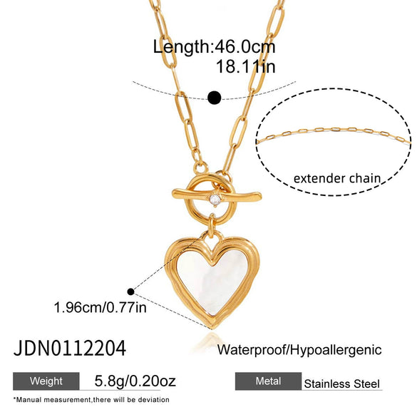 Wholesale Women's Geometric Motherofpearl Stainless Steel Necklace With Vacuum Real Gold Plating
