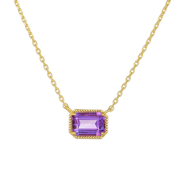 Wholesale Women's Geometric Natural Amethyst Set With Gemstones S925 Sterling Silver Cross Chain Collarbone Necklace