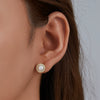 Wholesale Women's Geometric Natural Freshwater Pearl 925 Sterling Silver Stud Earrings With Micro Inlaid Zircon