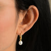 Wholesale Women's Geometric Natural Pearl Micropaved Zirconia S925 Sterling Silver Earrings