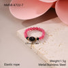 Wholesale Women's Geometric Natural Stone Beaded Stainless Steel Ring With 18K Gold Electroplating