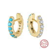 Wholesale Women's Geometric Natural Style S925 Sterling Silver Inlaid Zircon Turquoise Earrings