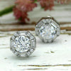 Wholesale Women's Geometric Octagonal Copper Earrings With Zirconia Design