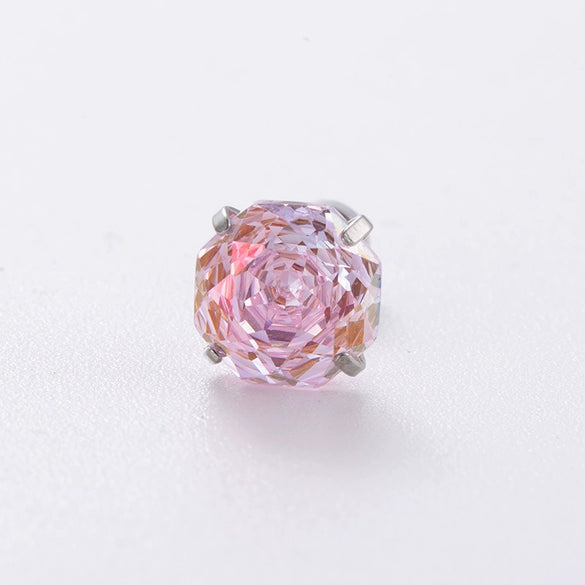 Wholesale Women's Geometric Octagonal Rose Cut Zircon Earrings Titanium Steel Metal