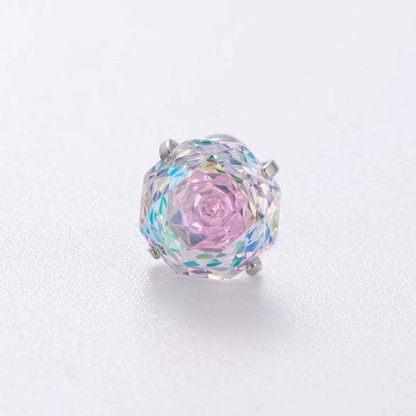Wholesale Women's Geometric Octagonal Rose Cut Zircon Earrings Titanium Steel Metal