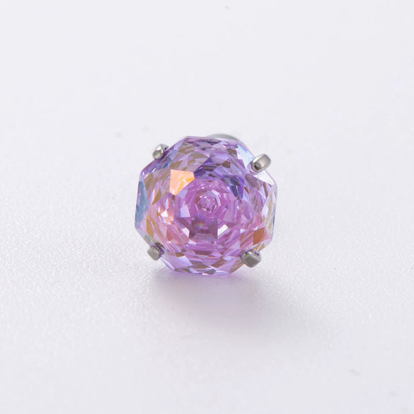 Wholesale Women's Geometric Octagonal Rose Cut Zircon Earrings Titanium Steel Metal