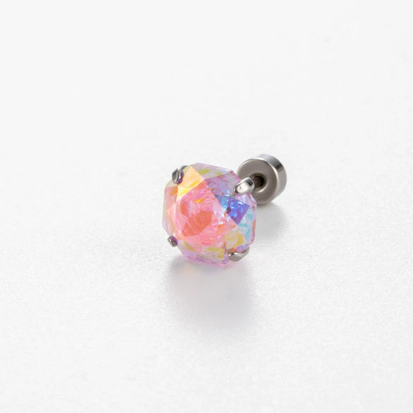 Wholesale Women's Geometric Octagonal Rose Cut Zircon Earrings Titanium Steel Metal