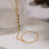 Wholesale Women's Geometric Olive Green Zircon Stainless Steel Real Gold Plated Chain Bracelet