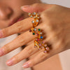 Wholesale Women's Geometric Open Diamondstudded Stainless Steel Electroplated Ring
