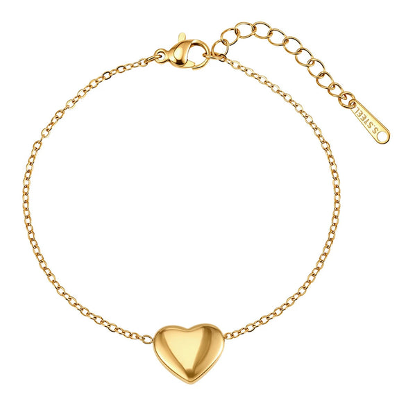 Wholesale Women's Geometric Original Design Electroplated Stainless Steel Heart Bracelet