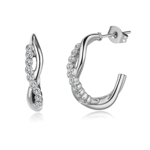 Wholesale Women's Geometric Original Design 304 Stainless Steel Zirconstudded Electroplated Earrings With 925 Silver Ear Needles