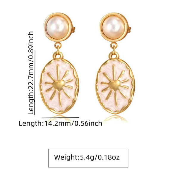 Wholesale Women's Geometric Oval Dripping Oil Stainless Steel Earrings