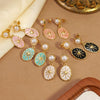 Wholesale Women's Geometric Oval Dripping Oil Stainless Steel Earrings