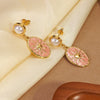 Wholesale Women's Geometric Oval Dripping Oil Stainless Steel Earrings