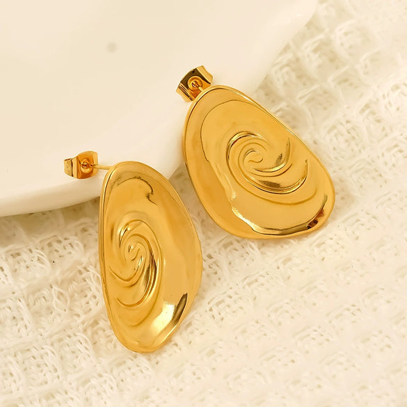 Wholesale Women's Geometric Oval Electroplated Titanium Steel And Stainless Steel Earrings
