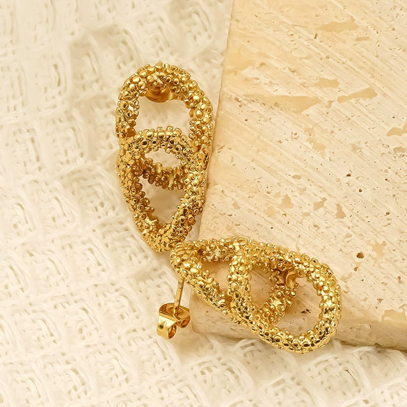 Wholesale Women's Geometric Oval Goldplated Titanium Steel Earrings With Stainless Steel Ear Needles