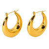 Wholesale Women's Geometric Oval Hollow 18K Gold Plated Stainless Steel Earrings