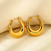 Wholesale Women's Geometric Oval Hollow 18K Gold Plated Stainless Steel Earrings
