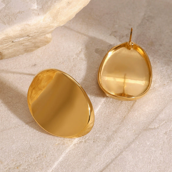 Wholesale Women's Geometric Oval Stainless Steel Electroplated Earrings