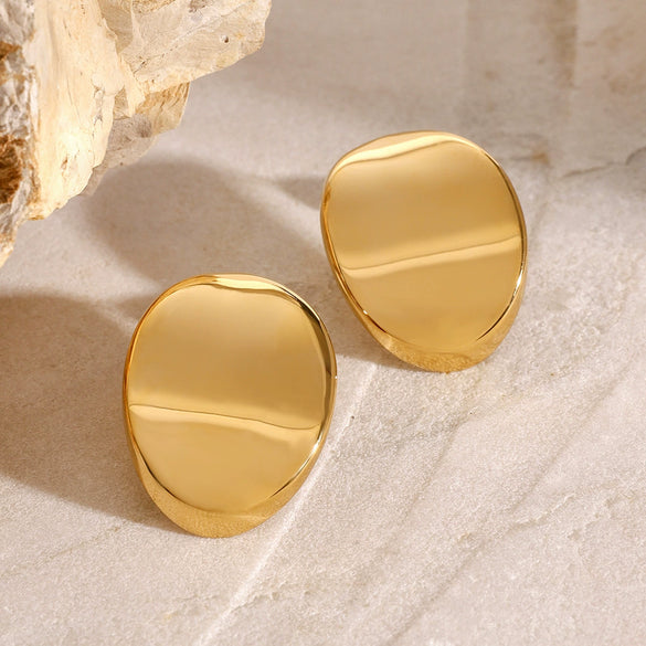 Wholesale Women's Geometric Oval Stainless Steel Electroplated Earrings