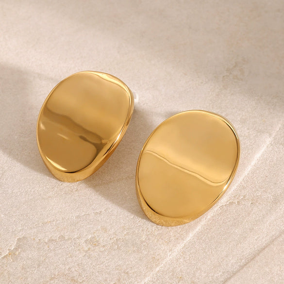 Wholesale Women's Geometric Oval Stainless Steel Electroplated Earrings
