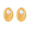 Wholesale Women's Geometric Oval White Glass Stone Earring With Titanium Steel And Pvd Vacuum Gold Plating
