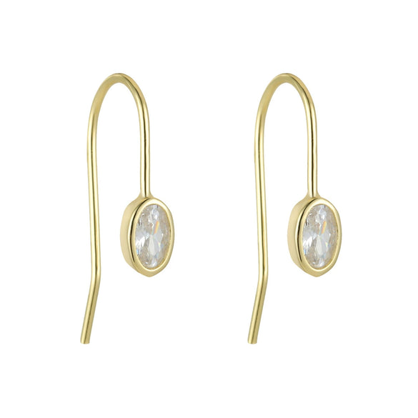 Wholesale Women's Geometric Oval Zircon S925 Sterling Silver Ear Hook Earrings