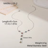 Wholesale Women's Geometric Pattern Electroplated 18K Stainless Steel Flower Inlaid With Colorful Zircon Necklace With Yshaped Chain