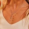 Wholesale Women's Geometric Pattern Electroplated 18K Stainless Steel Flower Inlaid With Colorful Zircon Necklace With Yshaped Chain