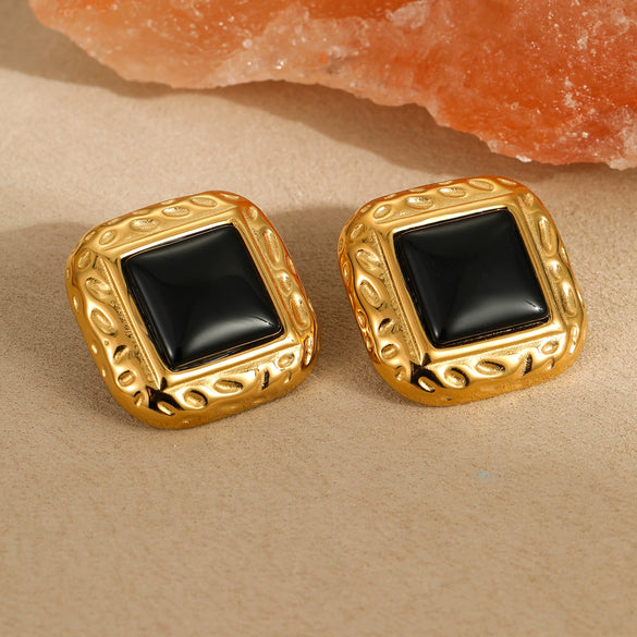 Wholesale Women's Geometric Pattern Electroplated Stainless Steel Earrings Retro Mid Century Style