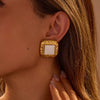 Wholesale Women's Geometric Pattern Electroplated Stainless Steel Earrings Retro Mid Century Style