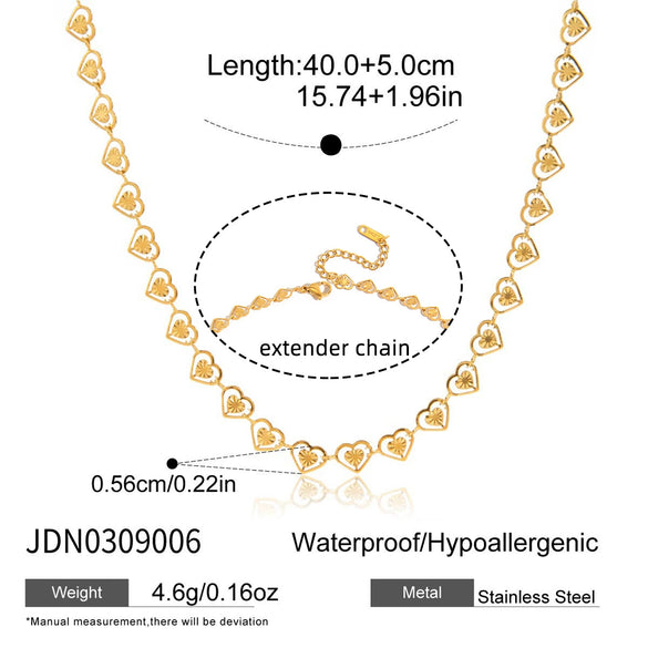Wholesale Women's Geometric Pattern Electroplated Stainless Steel Interlocking Heart Necklace Jewelry