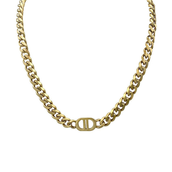 Wholesale Women's Geometric Pattern Electroplated Titanium Steel Cuban Chain Necklace Jewelry