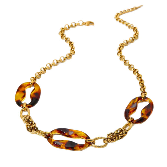 Wholesale Women's Geometric Pattern Gold Plated Stainless Steel Necklace Vintage Luxury Jewelry