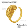 Wholesale Women's Geometric Pattern Open Stainless Steel Ring 18K Gold Plated