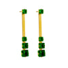 Wholesale Women's Geometric Pattern Stainless Steel Square Transparent Green Diamond Earrings With Electroplating