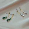 Wholesale Women's Geometric Pattern Stainless Steel Square Transparent Green Diamond Earrings With Electroplating