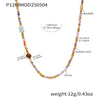 Wholesale Women's Geometric Pattern Stainless Steel Tiger's Eye Stone Shell Zircon Beaded Necklace With Electroplating