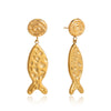 Wholesale Women's Geometric Pattern Stainless Steel Vacuum Real Gold Plated Earrings