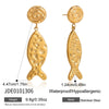 Wholesale Women's Geometric Pattern Stainless Steel Vacuum Real Gold Plated Earrings