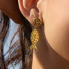 Wholesale Women's Geometric Pattern Stainless Steel Vacuum Real Gold Plated Earrings
